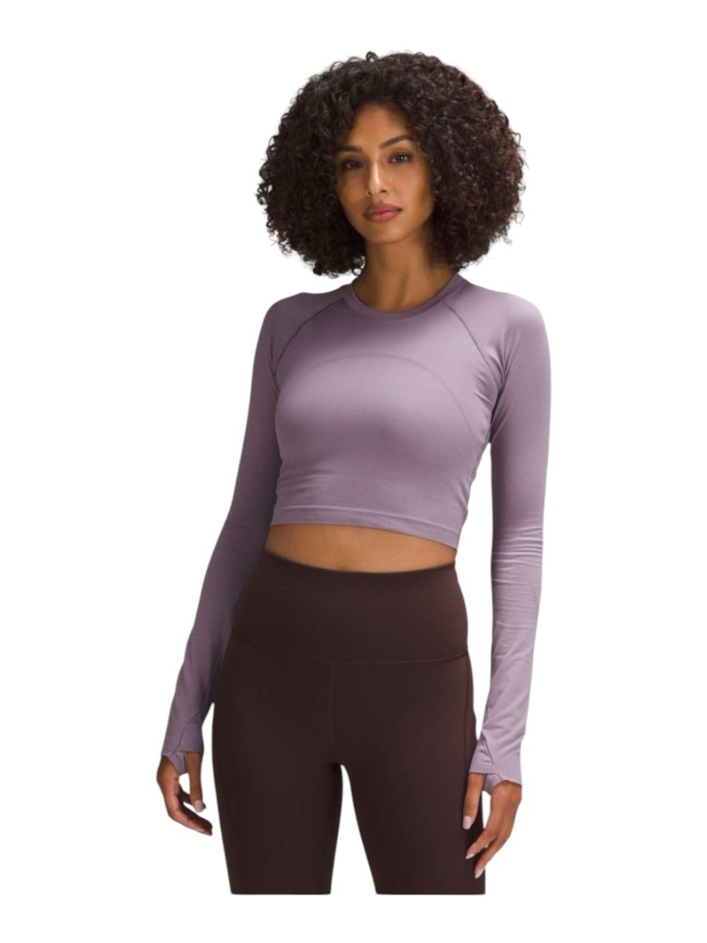 Vintage Lululemon Swiftly Tech Cropped Long Sleeve Shirt 2.0 Dusty Purple Size 2